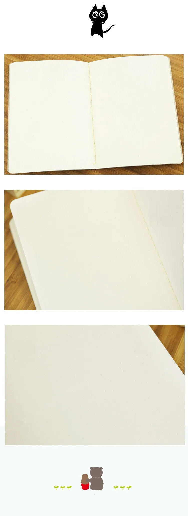 Retro plain blank graffiti book in black, white, cowhide colour, or grey with 102x142mm pages and car line stitch binding.