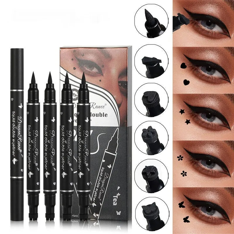 XINGX Seal double-headed eyeliner 5-set box with gold, black, and charcoal black pencils