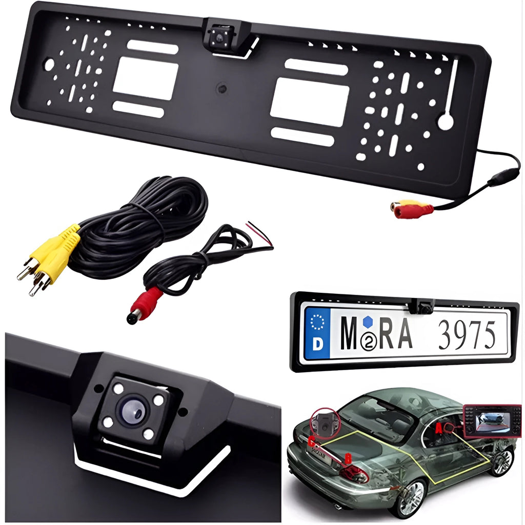 Black ABS car license plate frame lamp HR-217A, 57 mm x 14 mm x 4.5 mm, for practical hanging decoration.