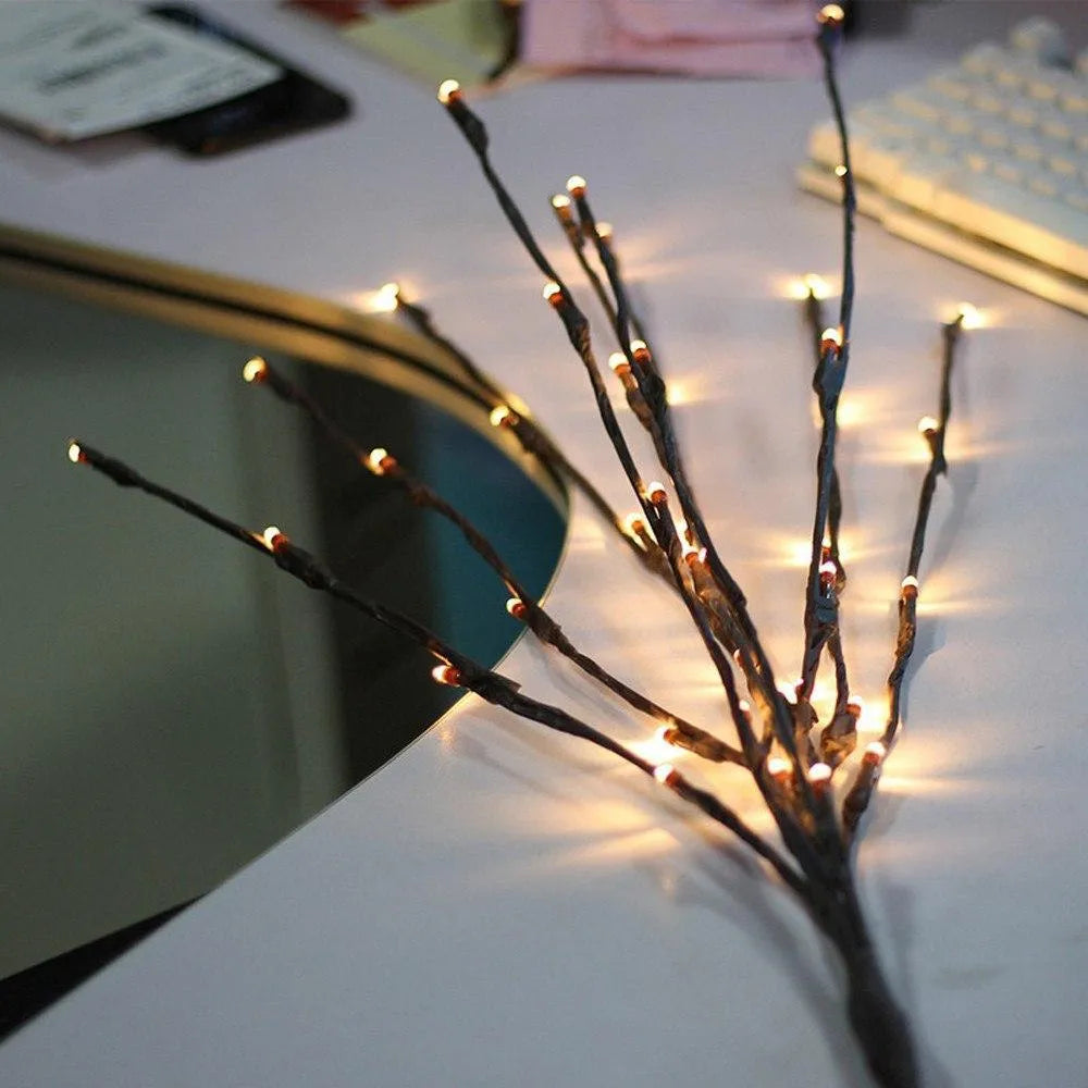20 LED twig light string, 75cm, five branches, battery operated, for party wedding festival decoration