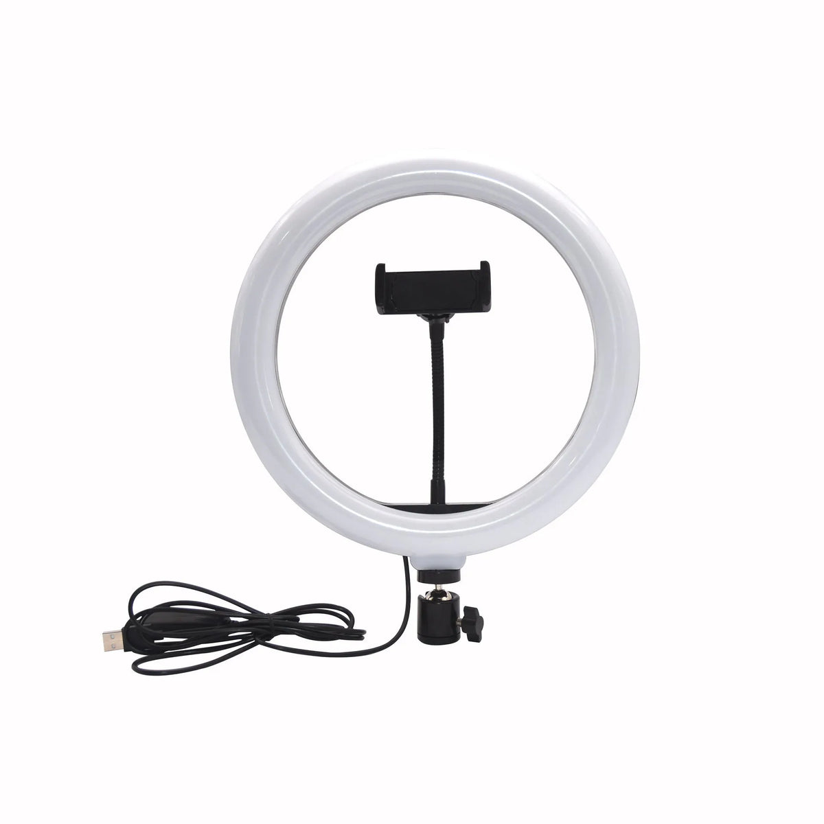 White metal desktop bracket fill light with 26cm arc, desktop tripod, and Bluetooth remote control for mobile phone