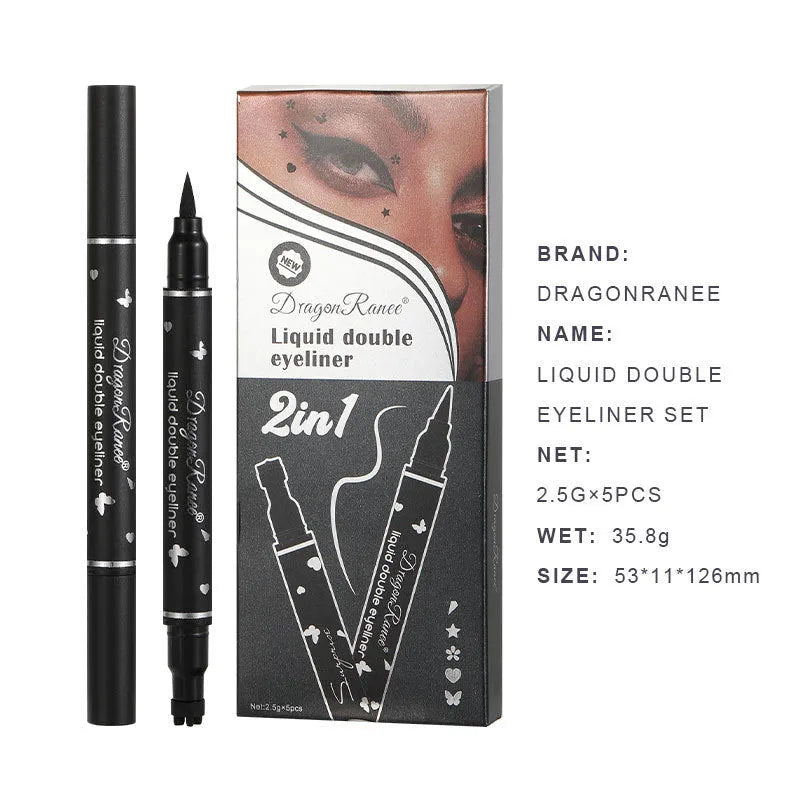 XINGX Seal double-headed eyeliner 5-set box with gold, black, and charcoal black pencils