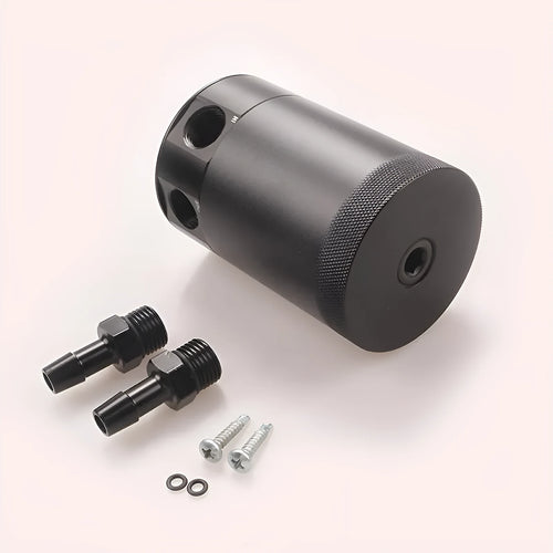 Black and silver aluminium automotive oil pot with two-hole breathable design for workshop use