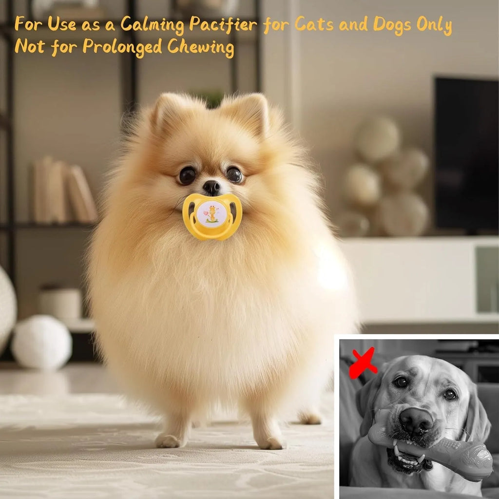Blue silicone dog pacifier for small dogs with ventilation holes and dust-proof cover on pink background