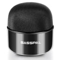 Black portable mini waterproof Bluetooth speaker with button controls.