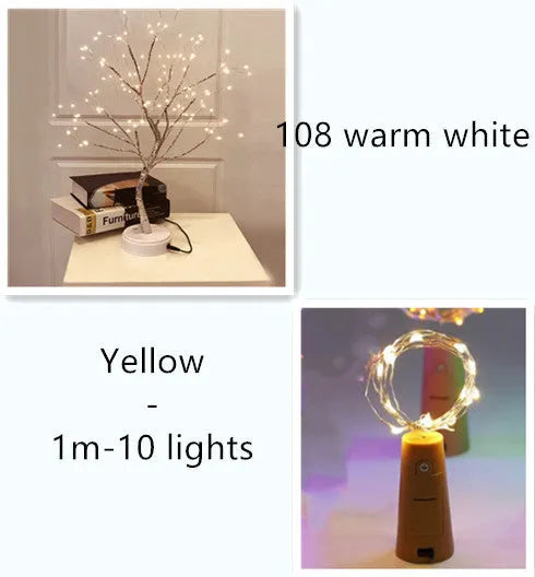 Flexible copper wire LED string lights with bottle stopper for wine bottle decorations