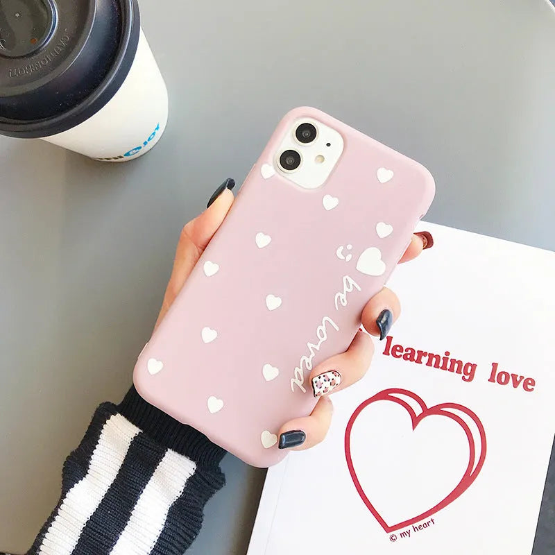 Love TPU phone case in blue, back cover for iPhone, smooth surface treatment, fashion style.