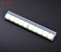 Aluminium LED closet light with magnetic back, shown illuminating a wardrobe interior.