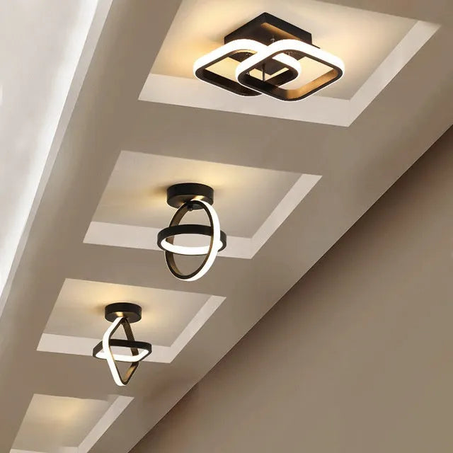 Round 21W LED ceiling light in black or white, 21cm diameter and 25cm height, iron aluminium acrylic, matte finish