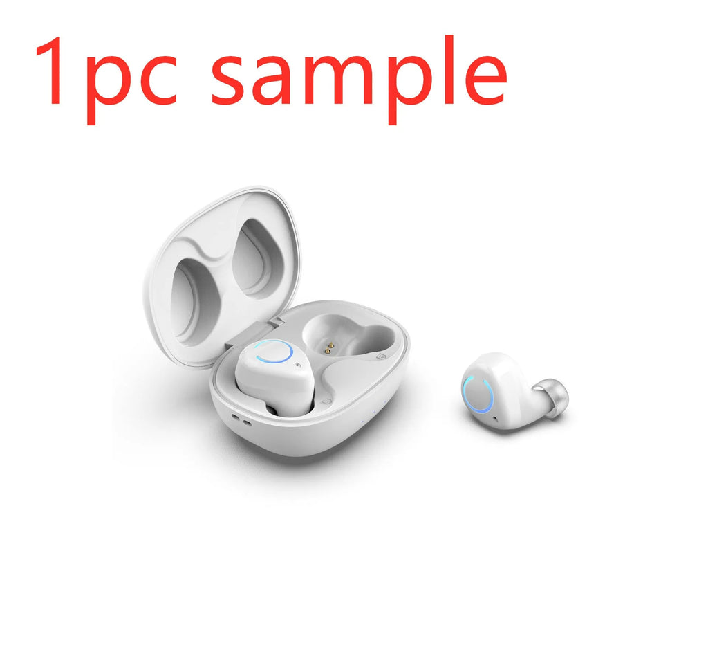 Black and white M18 true wireless in-ear stereo headset with Bluetooth 5.0.