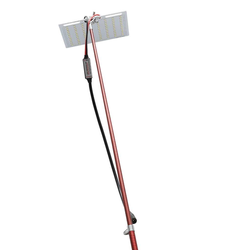White LED fishing rod light with telescopic pole and remote control for outdoor use