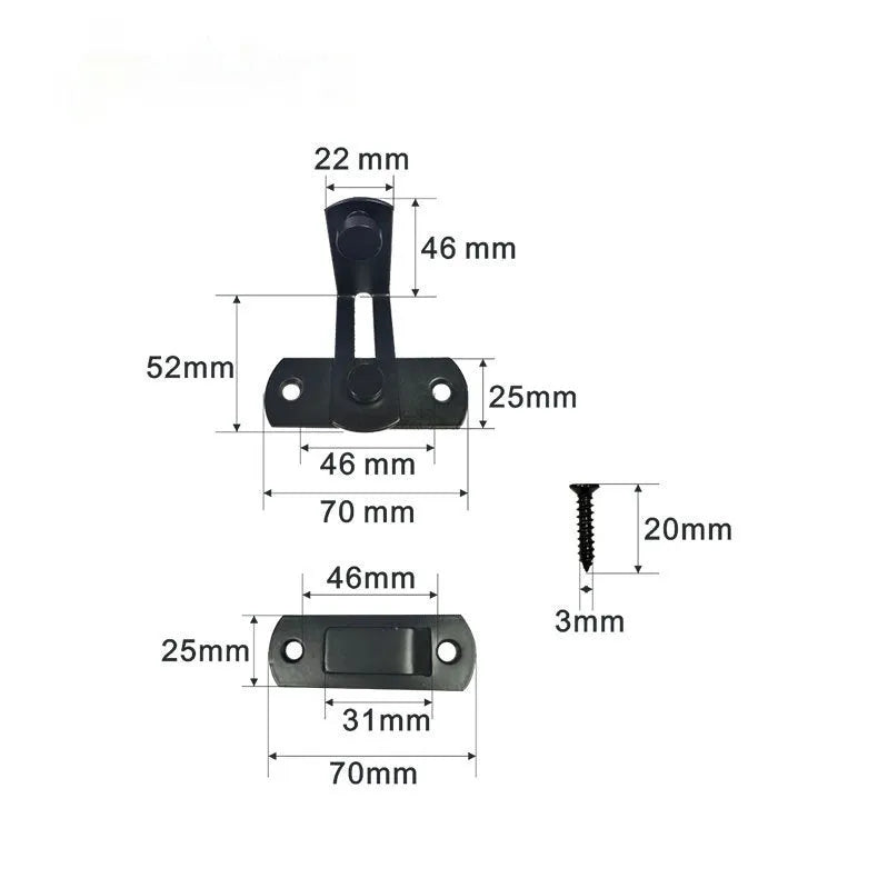 Warehouse sliding door hook lock with 90-degree hasp mechanism in stainless steel or carbon steel