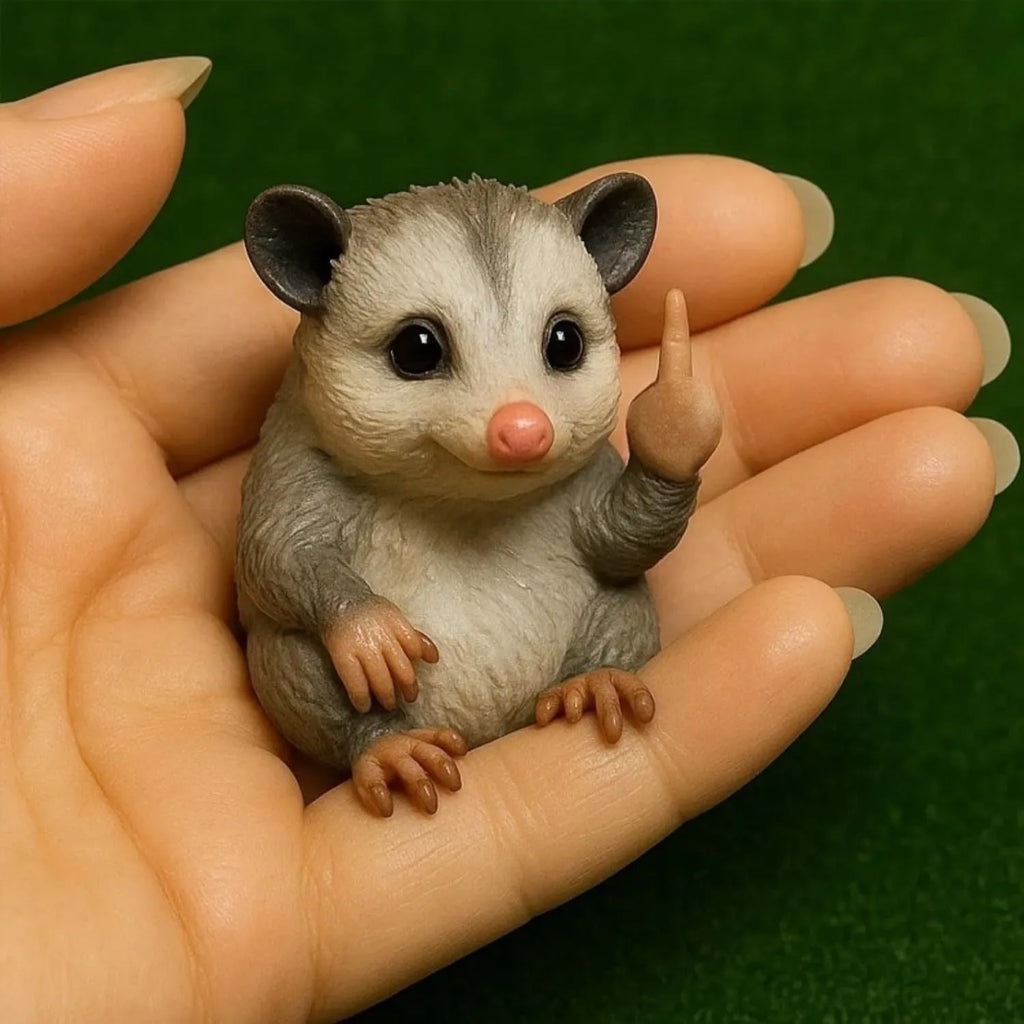 Mini resin animal middle finger doll figurine in choice of seven animal designs including cat, dog, and turtle.