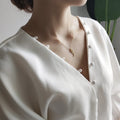 Rose gold necklace with 925 sterling silver gold finish and small rose flower geometric pendant for women