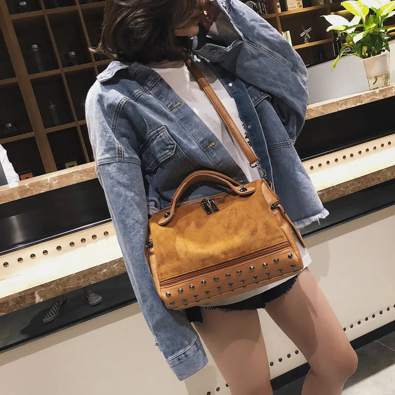 Soft PU casual tote shoulder bag for women in grey, showing large interior and zip closure.