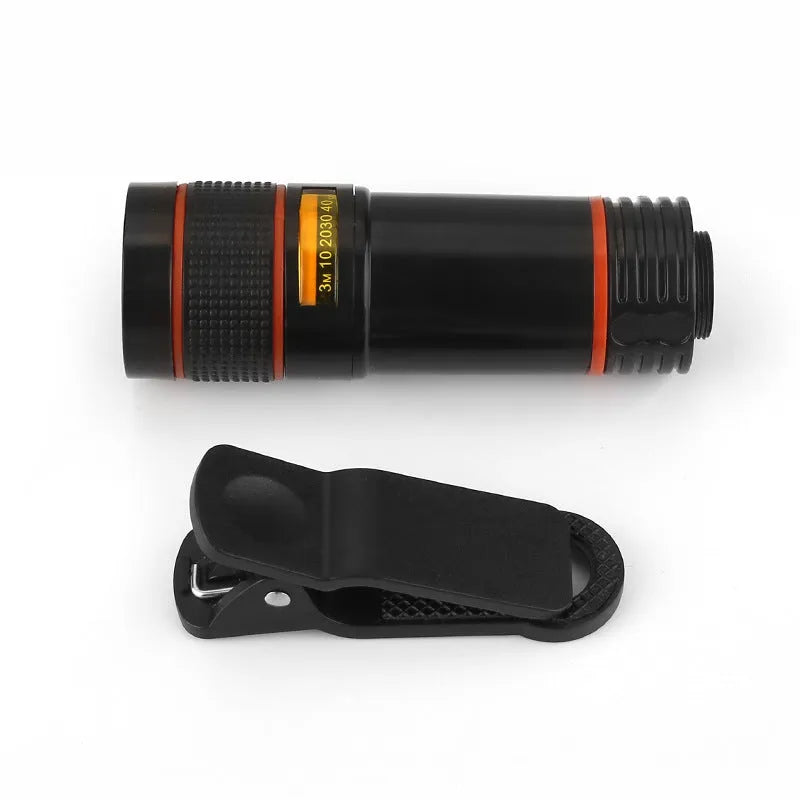 Cell phone telescope lens 20x roof prism 18mm objective 33x94mm in black or white