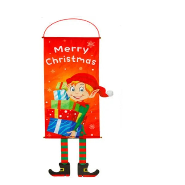 Christmas cloth poster featuring Santa Claus design, measuring 115x40cm, for window decoration