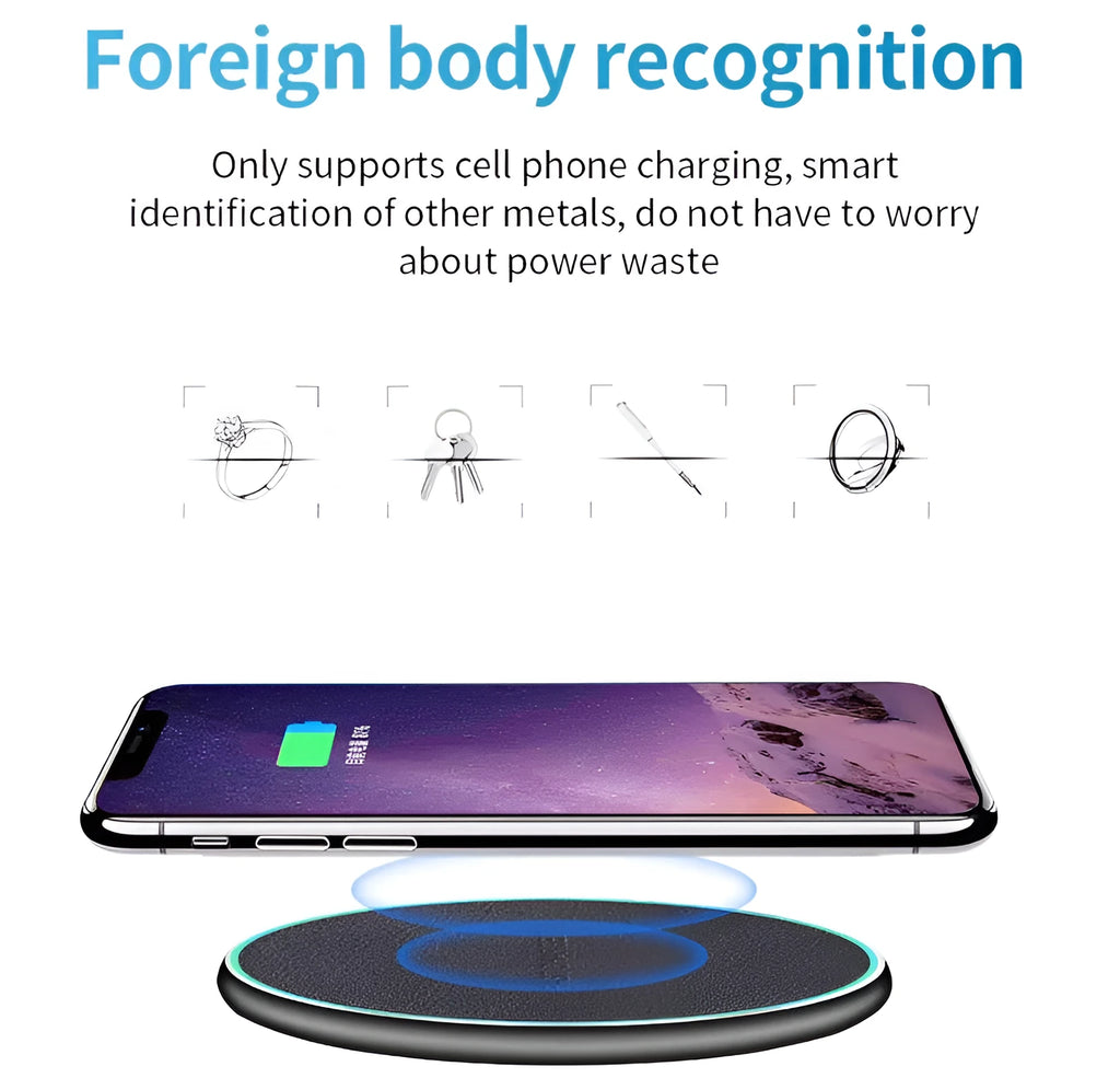 Black 15W Quick Qi wireless charging pad for iPhone 11 and Qi-compatible smartphones