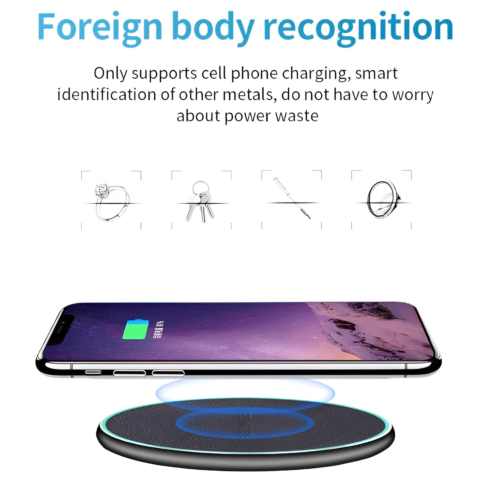 Black 15W Quick Qi wireless charging pad for iPhone 11 and Qi-compatible smartphones
