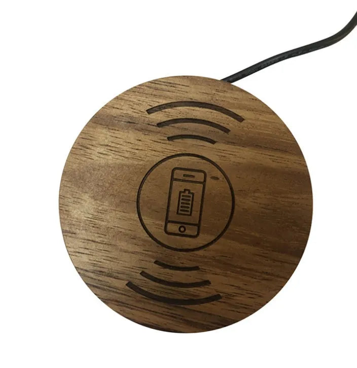 Black embedded wireless phone charger for furniture installation with 60mm diameter