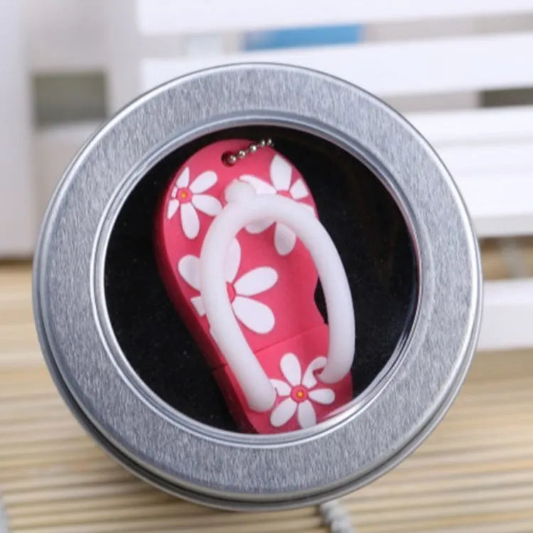 Cartoon beach shoe silicone USB flash drive in Pink with USB connector visible at the bottom