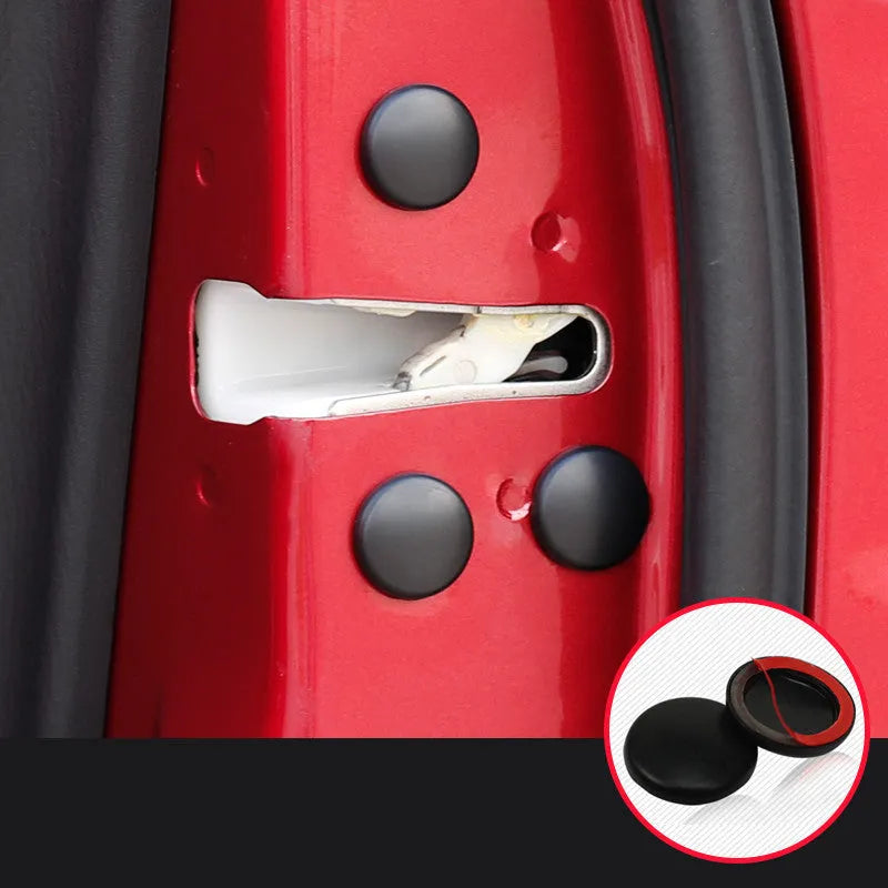 12 black ABS plastic car door screw cap protective covers on a Mazda door panel
