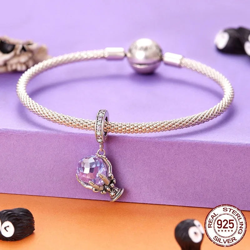 925 sterling silver Halloween Magic Crystal inlay bead, 2.4 cm by 1.4 cm, 0.45 cm aperture, colour SCC3181