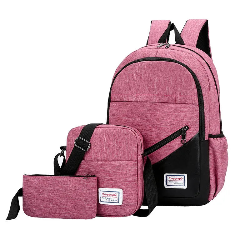 Solid colour casual backpack with double shoulder belts in camel colour