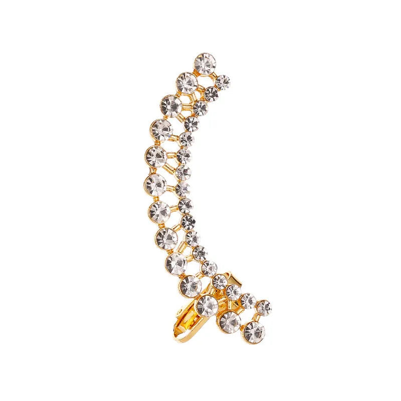 Gold Full Crystal Butterfly Flower ear clip with alloy and artificial gemstone inlay