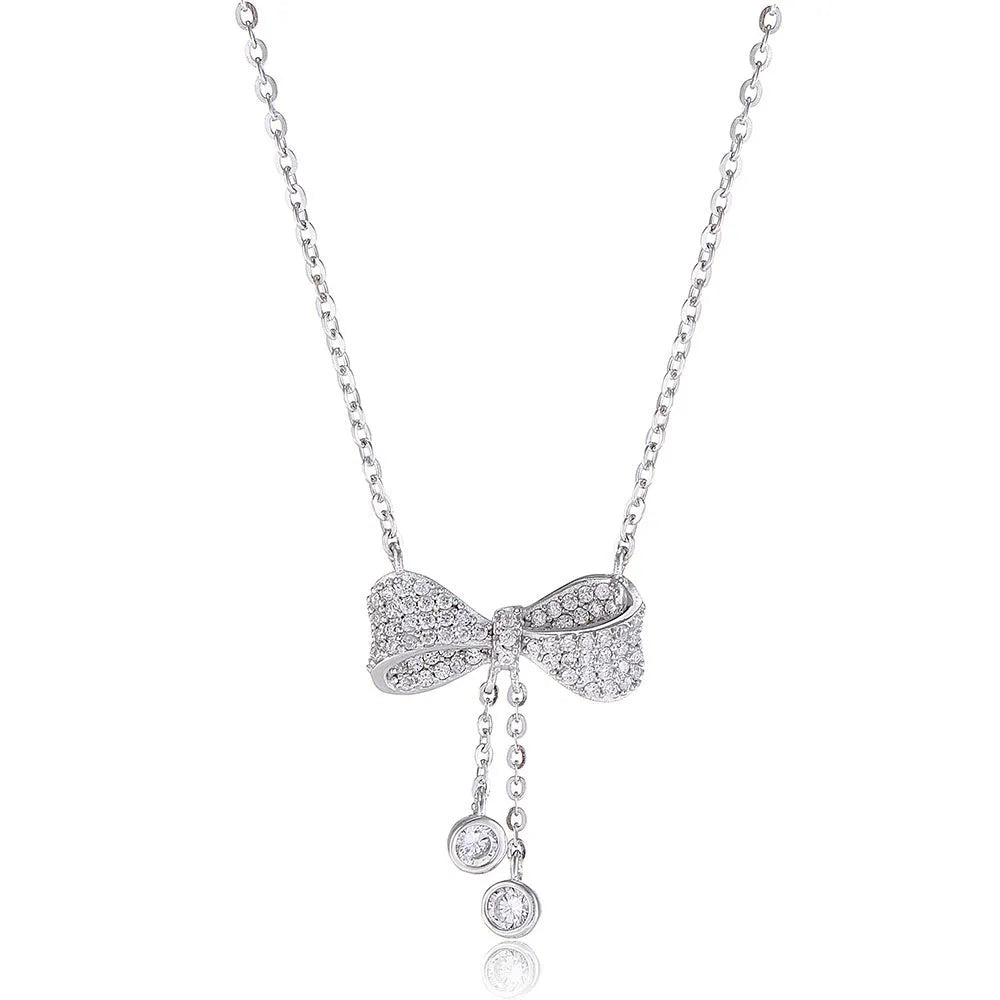 S925 sterling silver necklace with a bow pendant on an adjustable 40-45cm silver chain