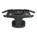 Black F5 compact mobile phone game controller joystick on a white background.
