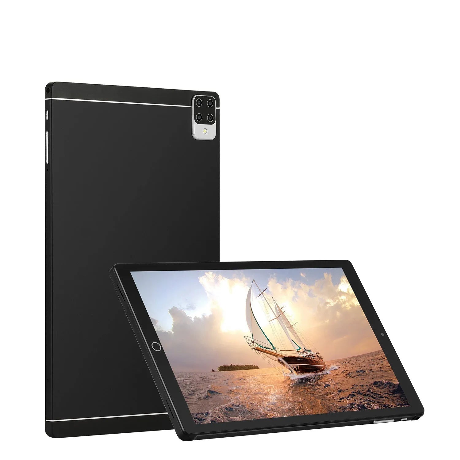 11.6-inch Android 15 tablet PC in green, blue, black, or orange colours showing dual SIM slots and slim profile