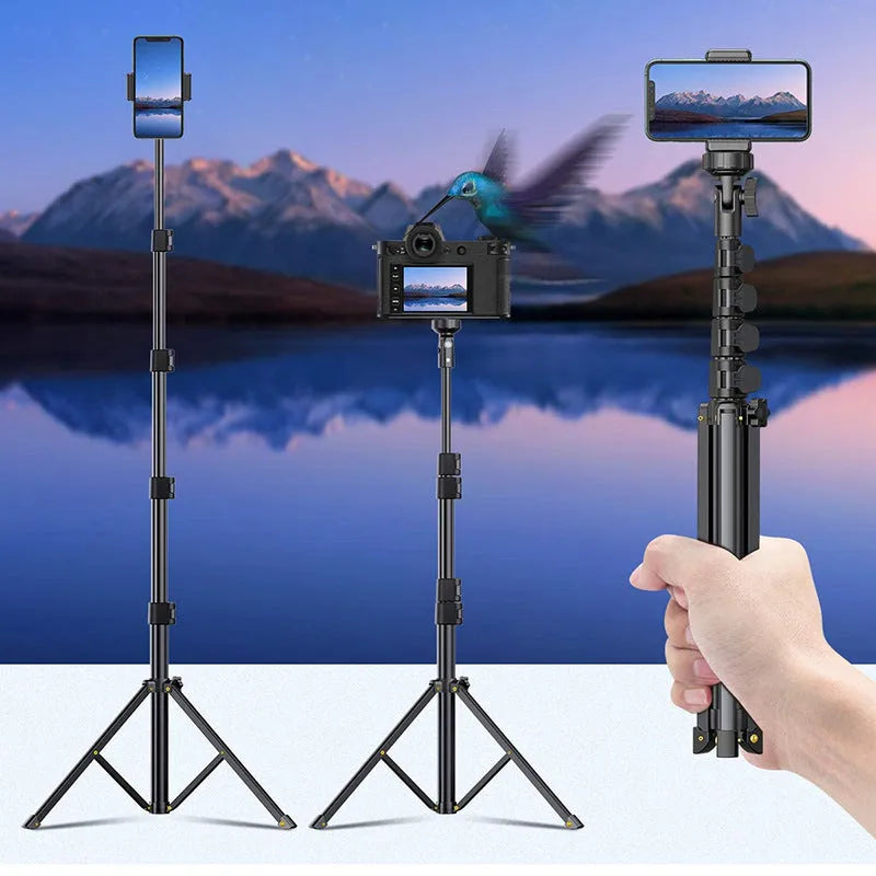 Black aluminium selfie stick tripod for iPhone compatible with Apple devices