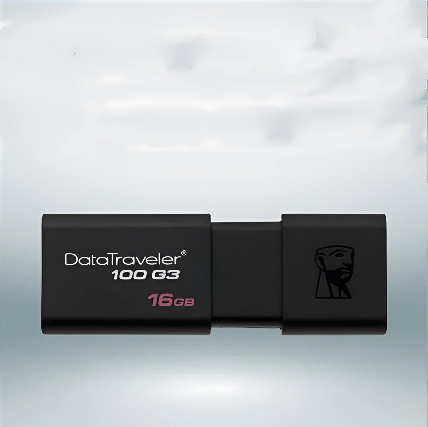 Black ABS sliding cover USB flash drive on table, available in 16GB to 512GB capacities for phone and computer data transfer.