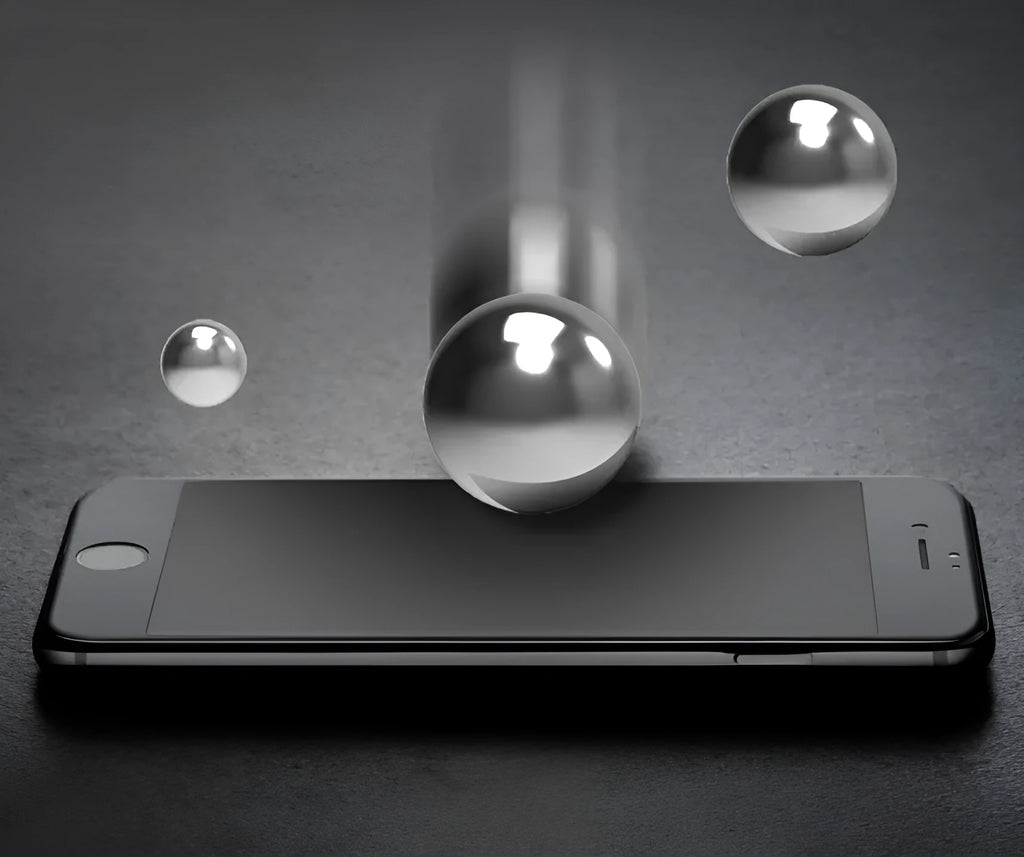 Tempered glass privacy screen protector for iPhone XS Max on a phone.