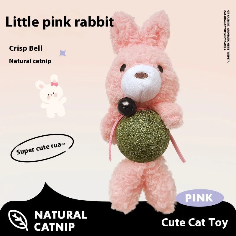 Plush catnip ball toy with mint centre and bell in 15x7x4cm size for kittens