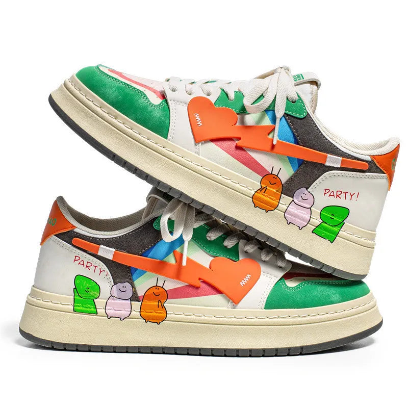 Simple lace-up sneakers in Rainbow colour on a white background