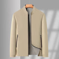 Men's double-sided stand collar casual loose windproof jacket in solid colour with size stick pocket