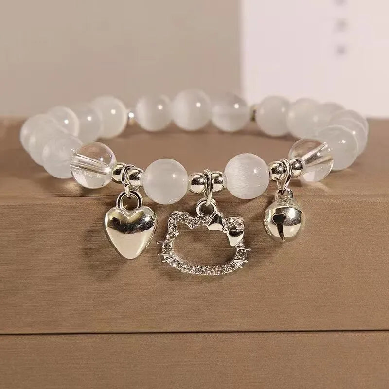 Chinese style glass bead bracelet with bamboo leaf design and manual craftsmanship details.