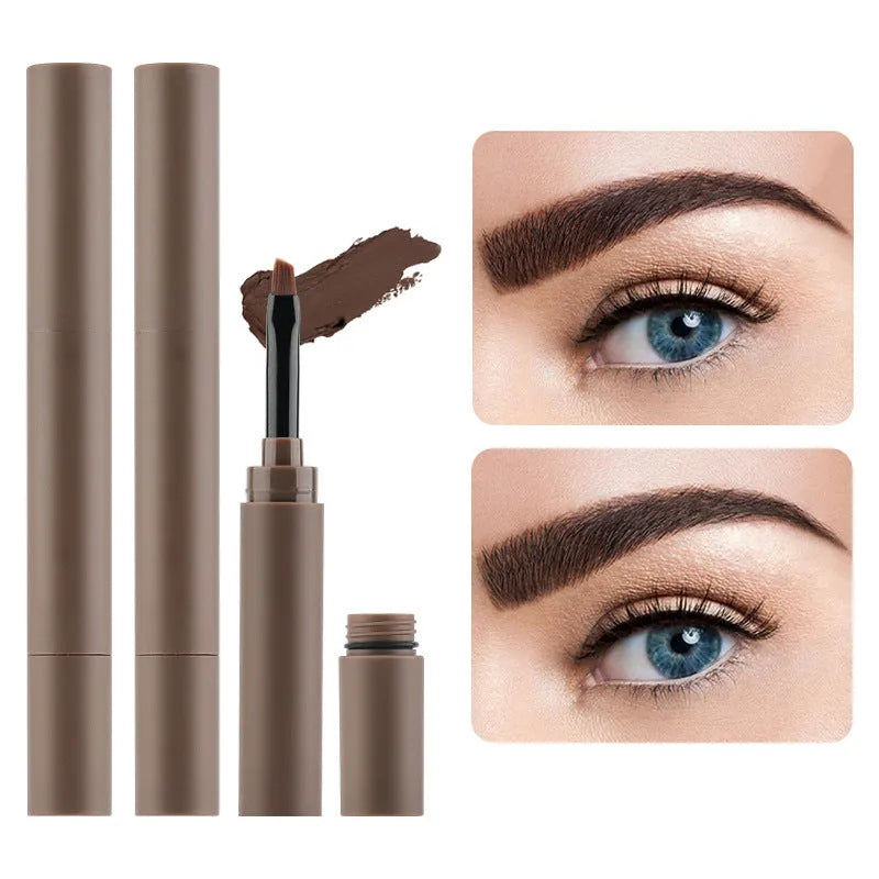 Double-headed eyebrow cream cosmetic with five shade options displayed
