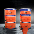 Flexible silicone heating belt wrapped around 200-litre oil drum with control unit