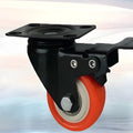 Red double bearing mute universal caster with wheel and metal bracket for furniture