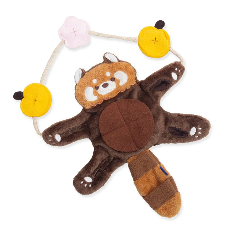 Brown dog plush self relieving teddy bear toy with hiding food feature for small dogs