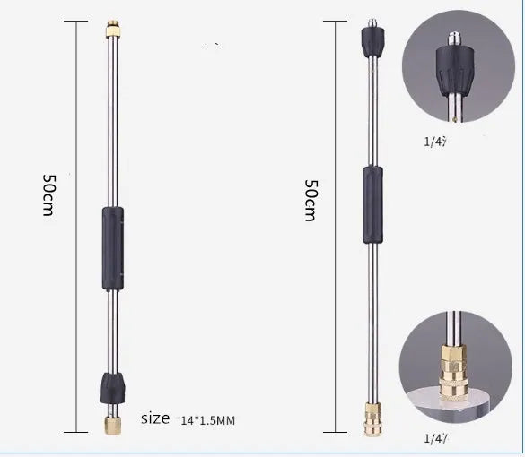 50cm stainless steel pressure washer extension rod with metal tip and copper joint fittings