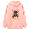 Hong Kong style graffiti bear print hooded sweatshirt for men loose fit pullover cartoon pattern autumn wear