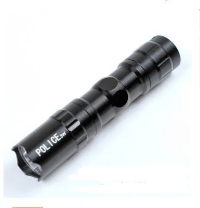 Black aluminium mini LED flashlight showing compact cylindrical design.