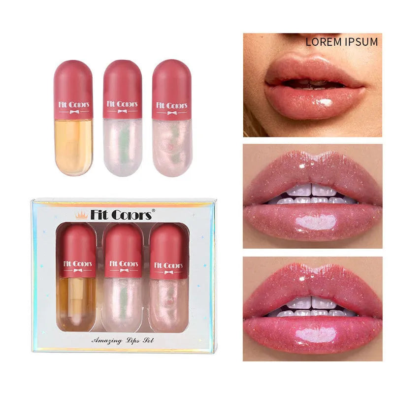Clear lip plumper oil 5.5ml in light yellow formula with applicator wand for chapped dry lip care