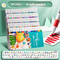 Multicolour acrylic marker pen set with plastic barrels and fibre tips in box packaging