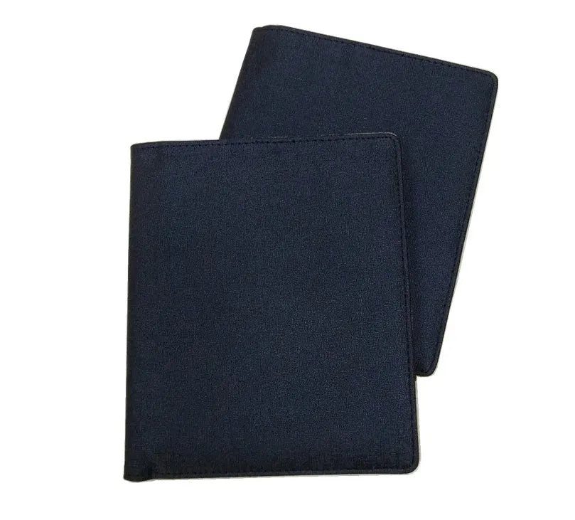 Blue imitation leather PU notebook shell with dimensions 18.5cm by 15.5cm