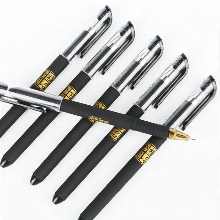 Set of 8 carbon black gel pens for students with needle and bullet tip options